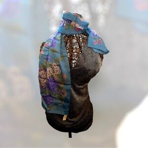 ELAINE GOLD Floral Blue Purple Scarf